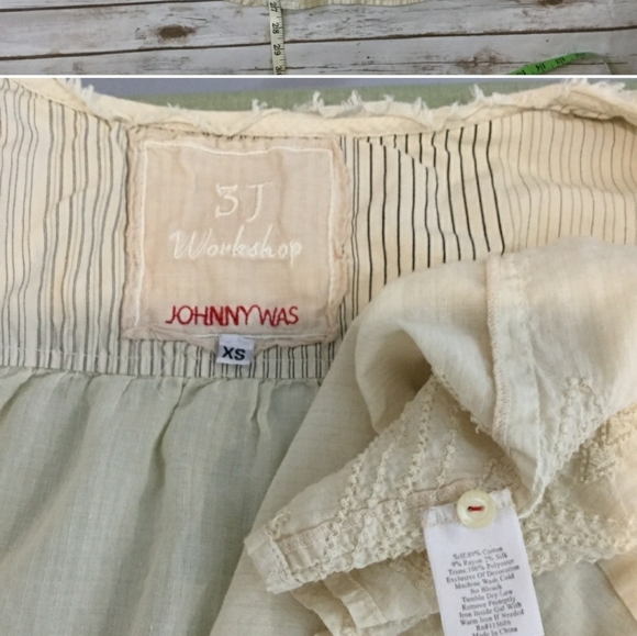Johnny Was 3J Workshop cream embroidered top - Picture 8 of 9
